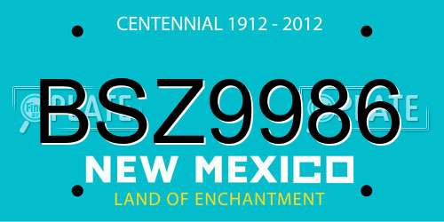 BSZ9986 New Mexico License Plate