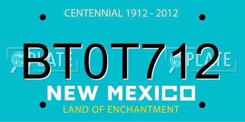BT0T712 New Mexico License Plate