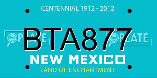 BTA877 New Mexico License Plate