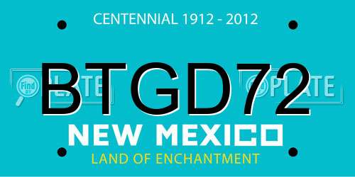 BTGD72 New Mexico License Plate
