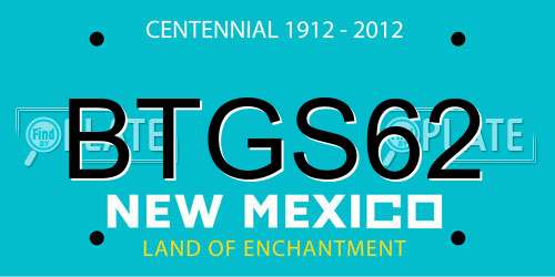 BTGS62 New Mexico License Plate