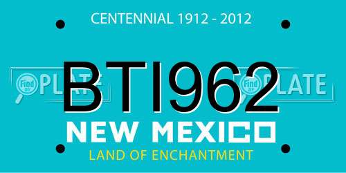 BTI962 New Mexico License Plate