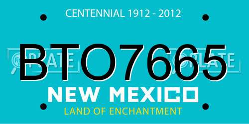 BTO7665 New Mexico License Plate
