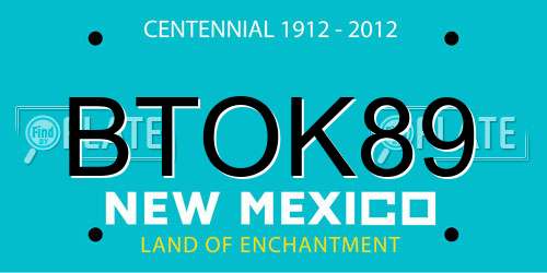 BTOK89 New Mexico License Plate