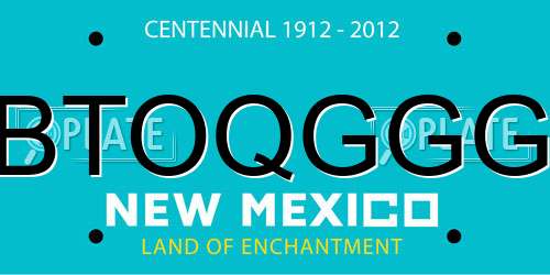 BTOQGGG New Mexico License Plate