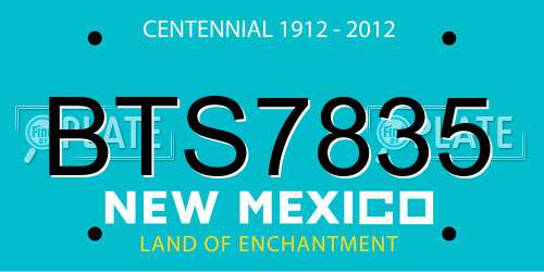 BTS7835 New Mexico License Plate
