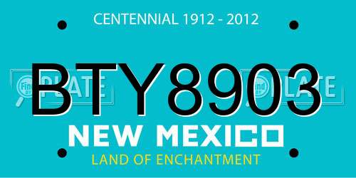 BTY8903 New Mexico License Plate