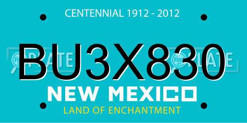 BU3X830 New Mexico License Plate