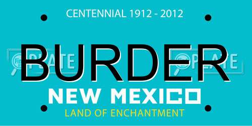 BURDER New Mexico License Plate