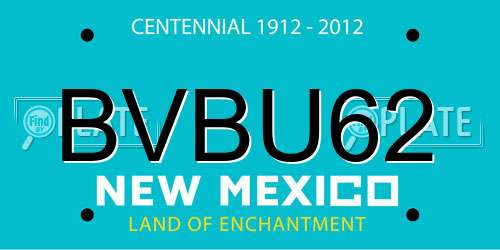 BVBU62 New Mexico License Plate