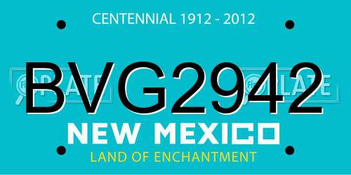 BVG2942 New Mexico License Plate
