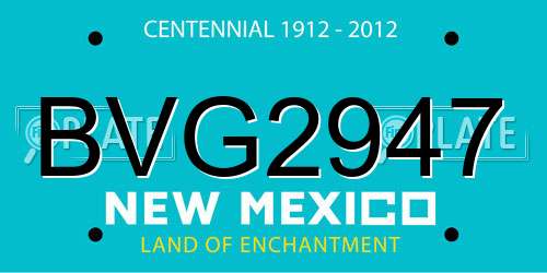 BVG2947 New Mexico License Plate