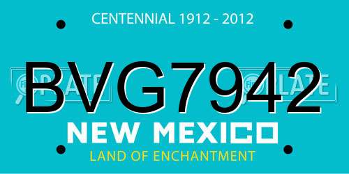 BVG7942 New Mexico License Plate