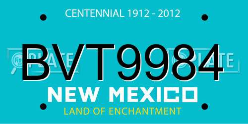 BVT9984 New Mexico License Plate