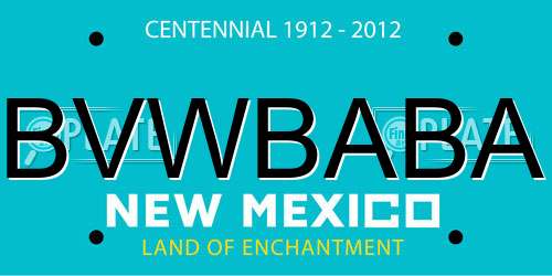 BVWBABA New Mexico License Plate