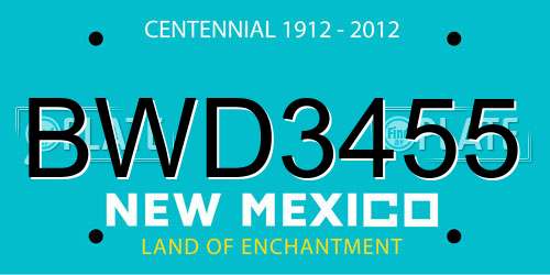 BWD3455 New Mexico License Plate