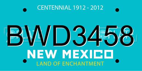 BWD3458 New Mexico License Plate