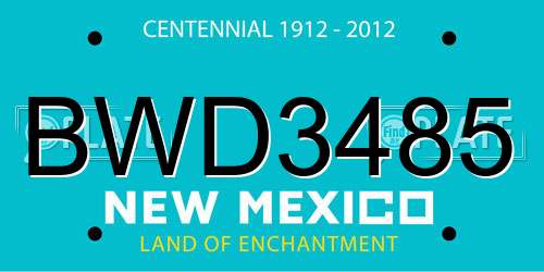 BWD3485 New Mexico License Plate