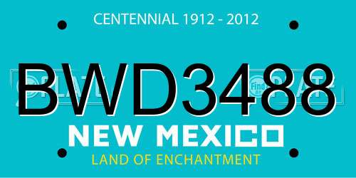 BWD3488 New Mexico License Plate