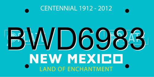 BWD6983 New Mexico License Plate