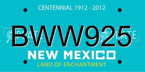 BWW925 New Mexico License Plate