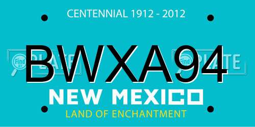 BWXA94 New Mexico License Plate