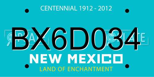 BX6D034 New Mexico License Plate