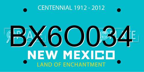 BX6O034 New Mexico License Plate
