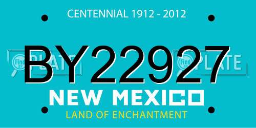 BY22927 New Mexico License Plate