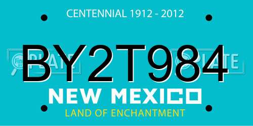 BY2T984 New Mexico License Plate
