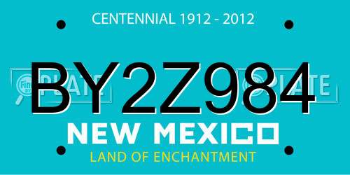 BY2Z984 New Mexico License Plate