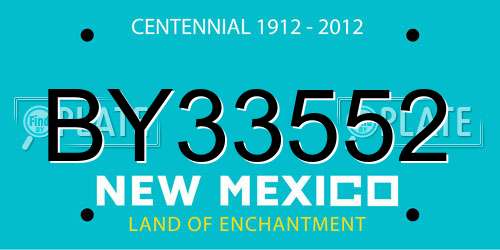 BY33552 New Mexico License Plate