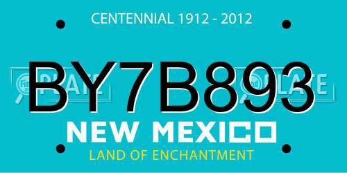 BY7B893 New Mexico License Plate