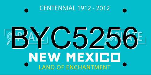 BYC5256 New Mexico License Plate