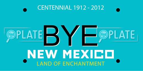 BYE New Mexico License Plate