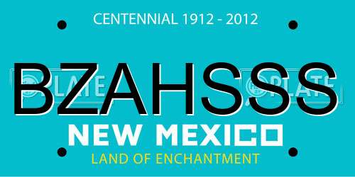 BZAHSSS New Mexico License Plate