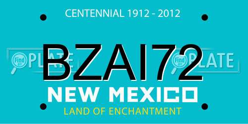 BZAI72 New Mexico License Plate