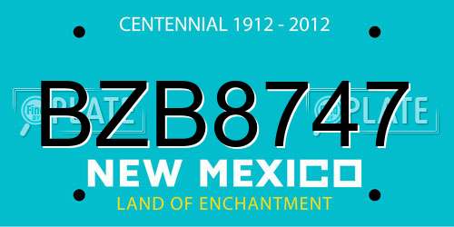 BZB8747 New Mexico License Plate