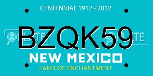 BZQK59 New Mexico License Plate
