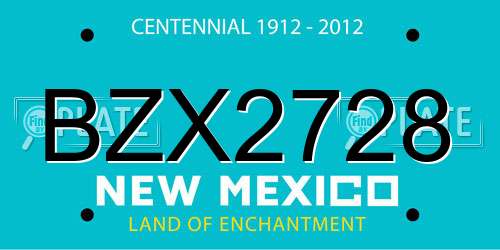 BZX2728 New Mexico License Plate
