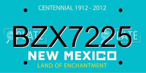BZX7225 New Mexico License Plate