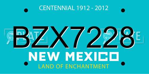 BZX7228 New Mexico License Plate