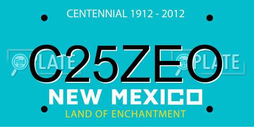 C25ZEO New Mexico License Plate
