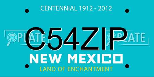 C54ZIP New Mexico License Plate
