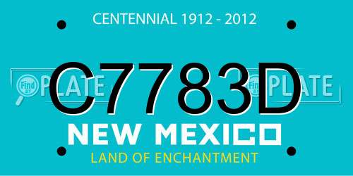 C7783D New Mexico License Plate