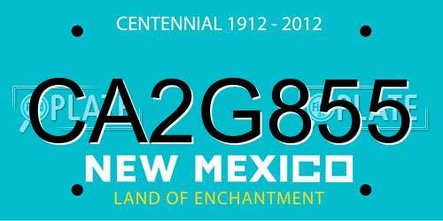 CA2G855 New Mexico License Plate