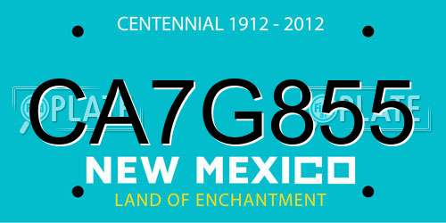 CA7G855 New Mexico License Plate