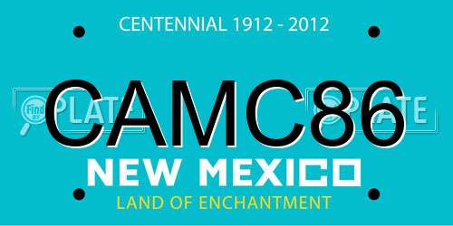 CAMC86 New Mexico License Plate