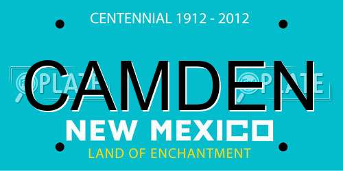 CAMDEN New Mexico License Plate