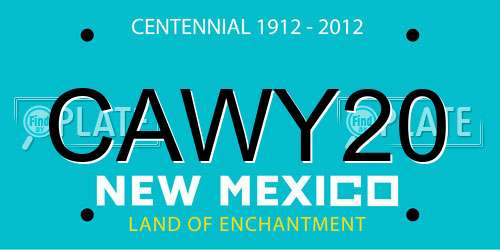 CAWY20 New Mexico License Plate
